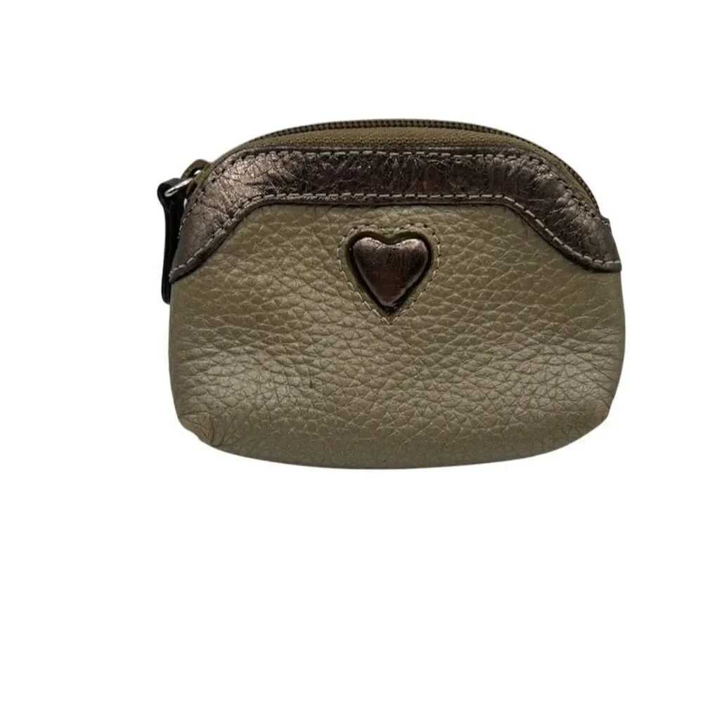 Brighton Women's Brown Leather Coin Purse with Heart Accent Zipper